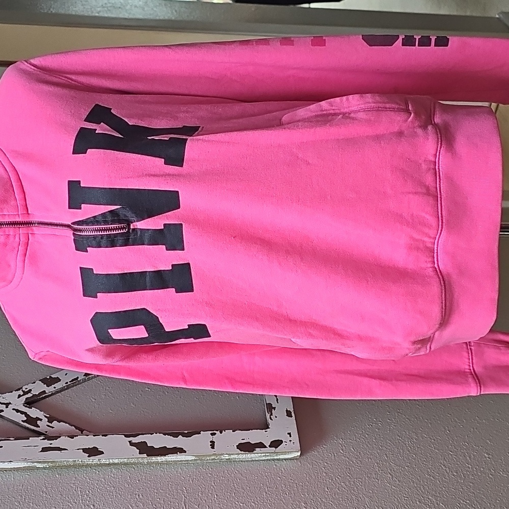 Pink pullover 1/4 zip up sweatshirt